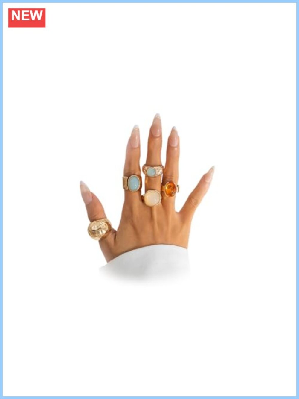Chunky Gold Acrylic Gem Stackable Rings Boho Y2K Open Knuckle Statement
